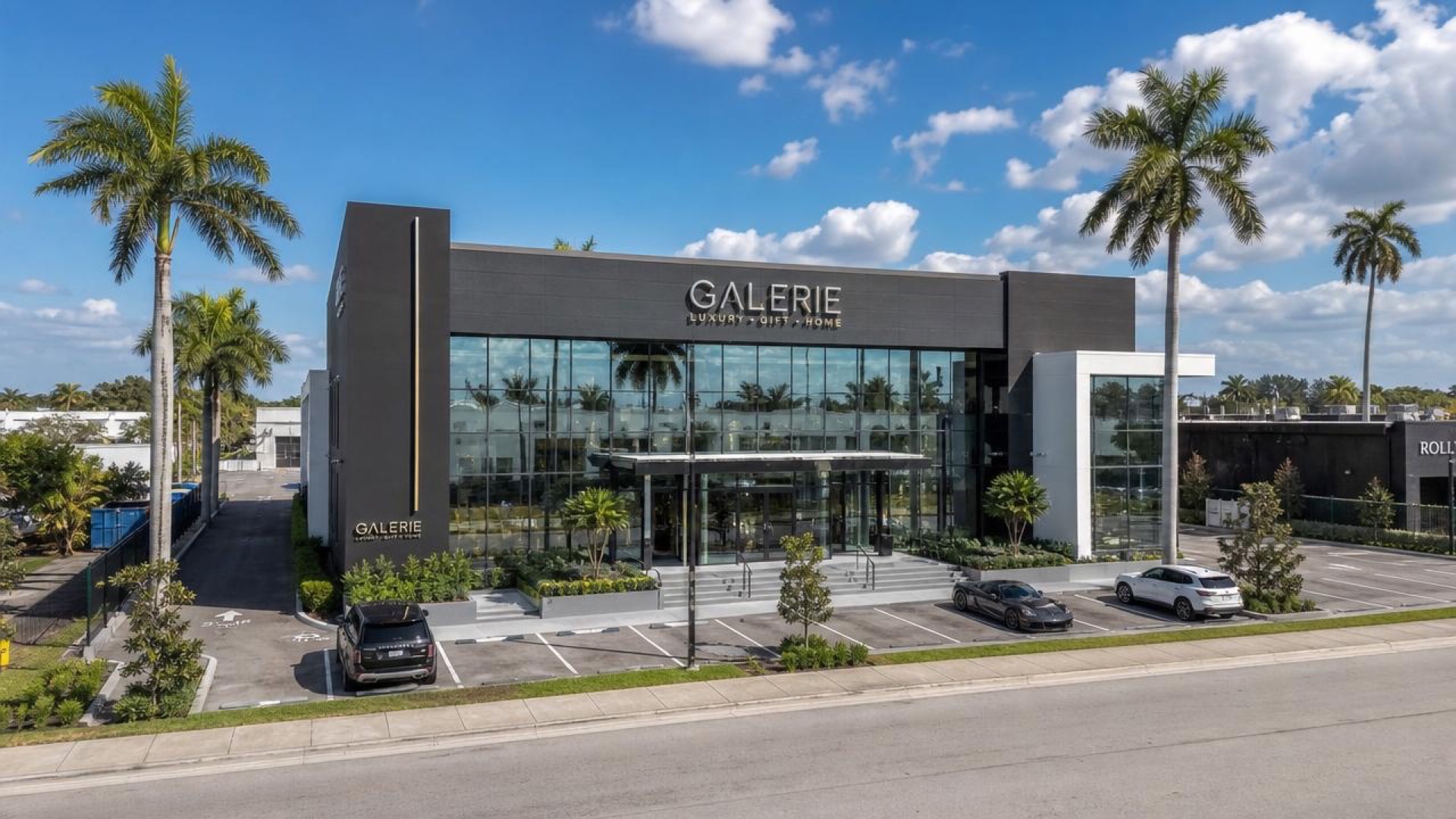 Commercial building with a full glass facade