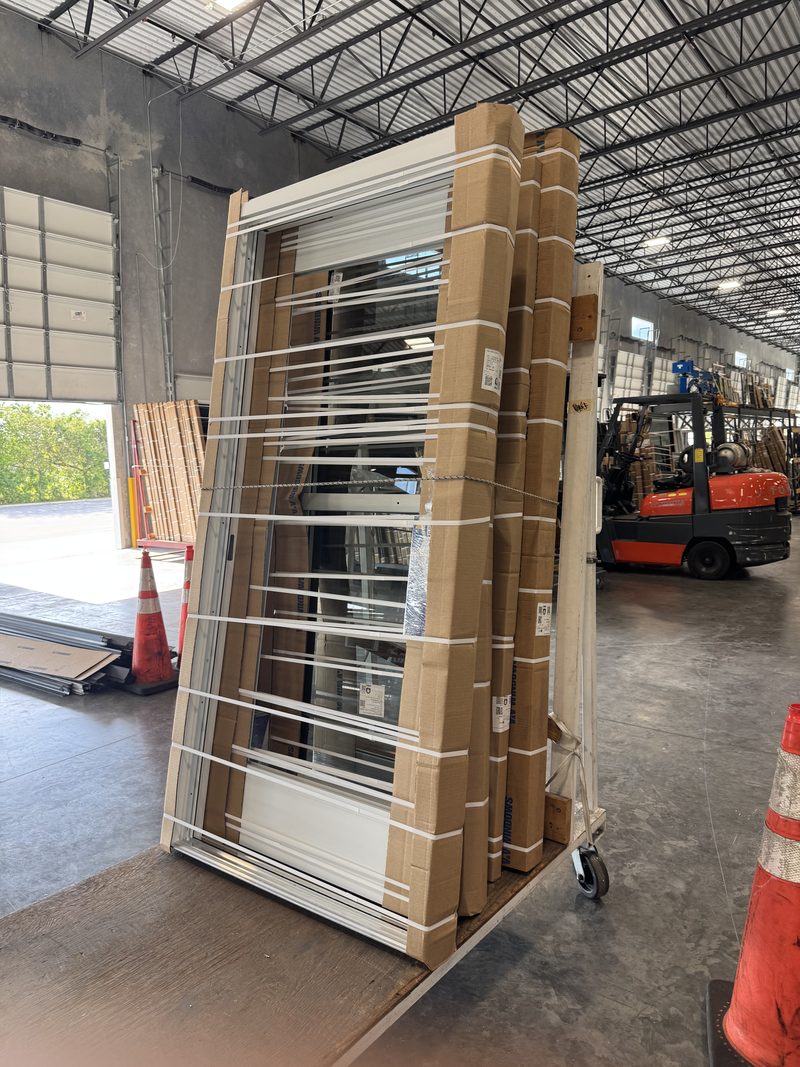 Boxed windows and doors ready to ship from the V&V plant