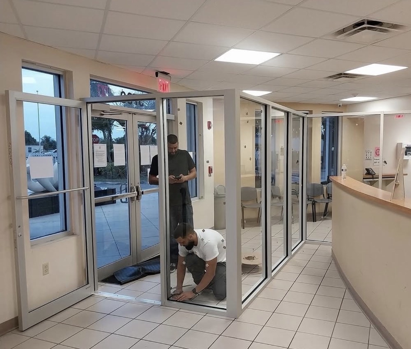Commercial glass vestibule install